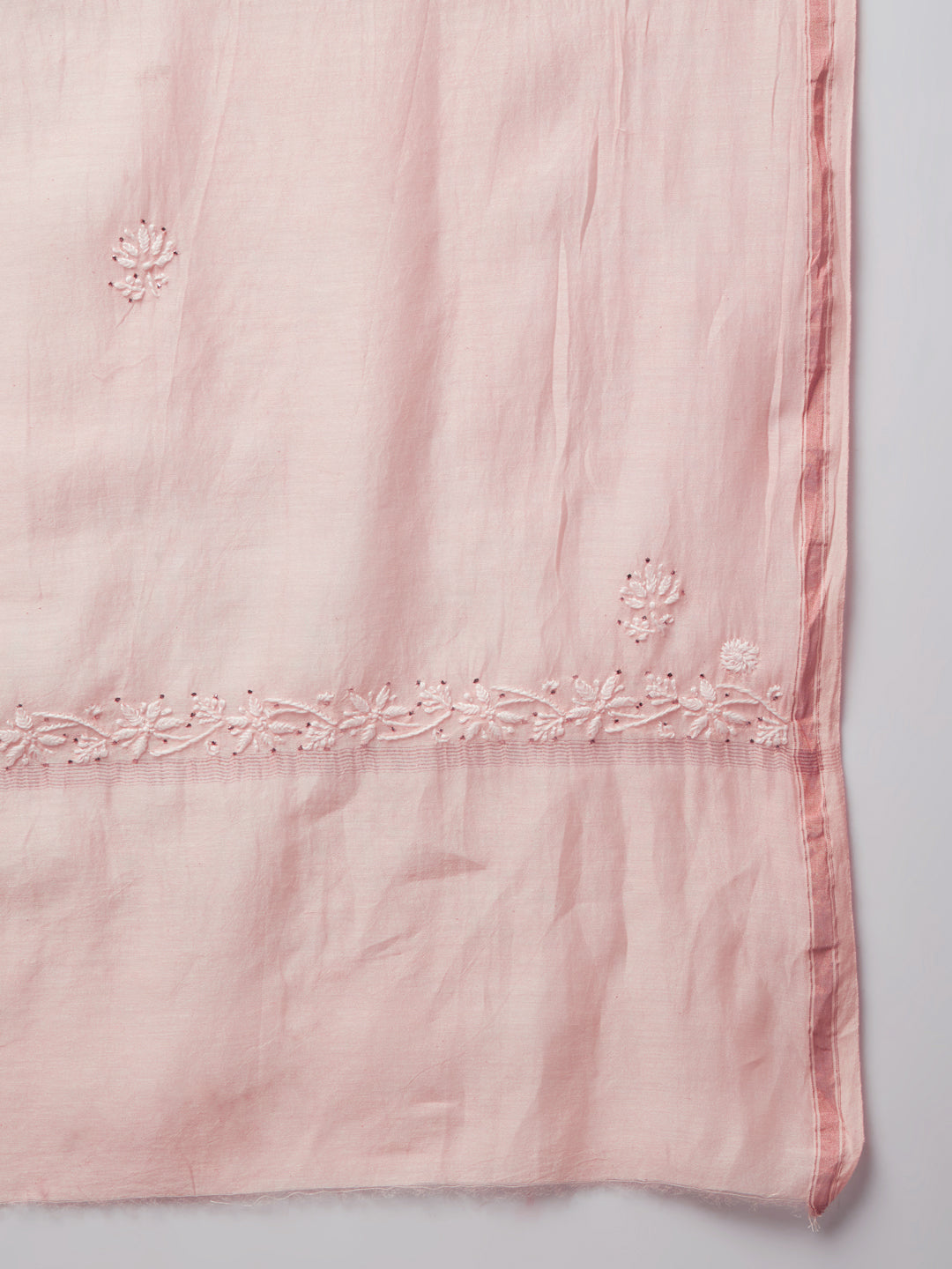 Hand embroidered Chikankari Chanderi Cotton Kurta Set and Dupatta with Mukaish AL3665KS