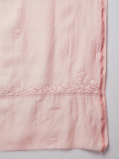 Hand embroidered Chikankari Chanderi Cotton Kurta Set and Dupatta with Mukaish AL3665KS