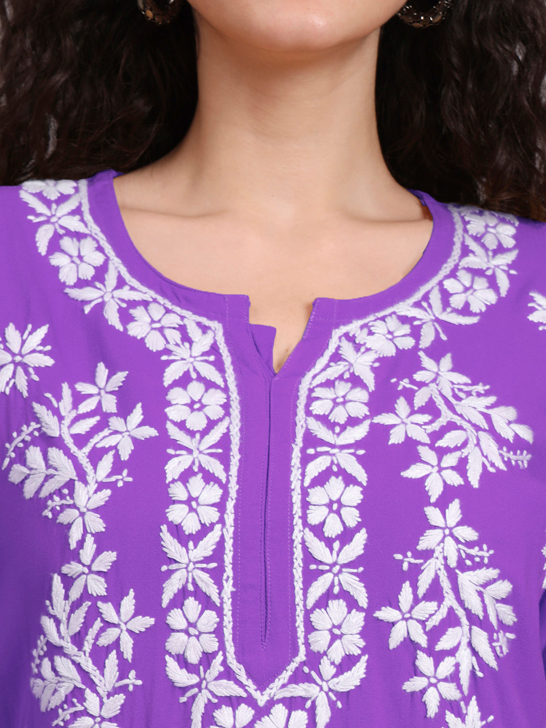Women Hand Embroidered Chikankari Rayon Short Kurti-AL4071 Mauve