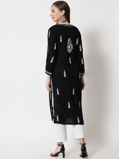 Hand Embroidered Chikankari Modal straight Kurta-AL3451