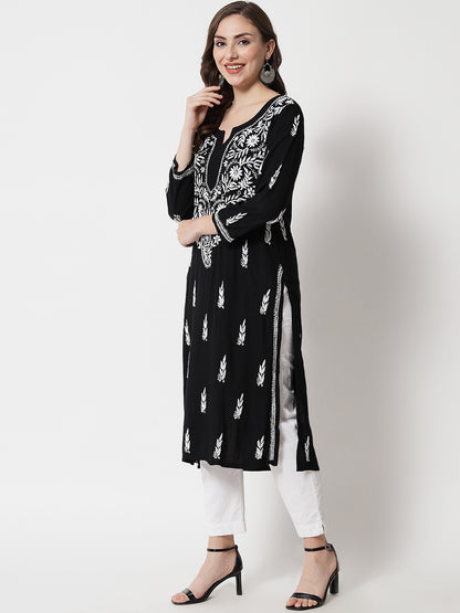 Hand Embroidered Chikankari Modal straight Kurta-AL3451