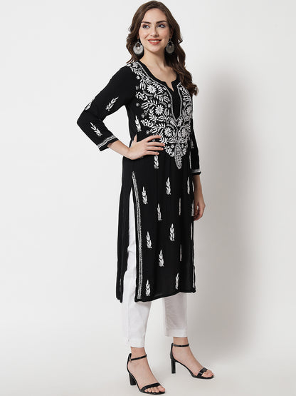 Hand Embroidered Chikankari Modal straight Kurta-AL3451