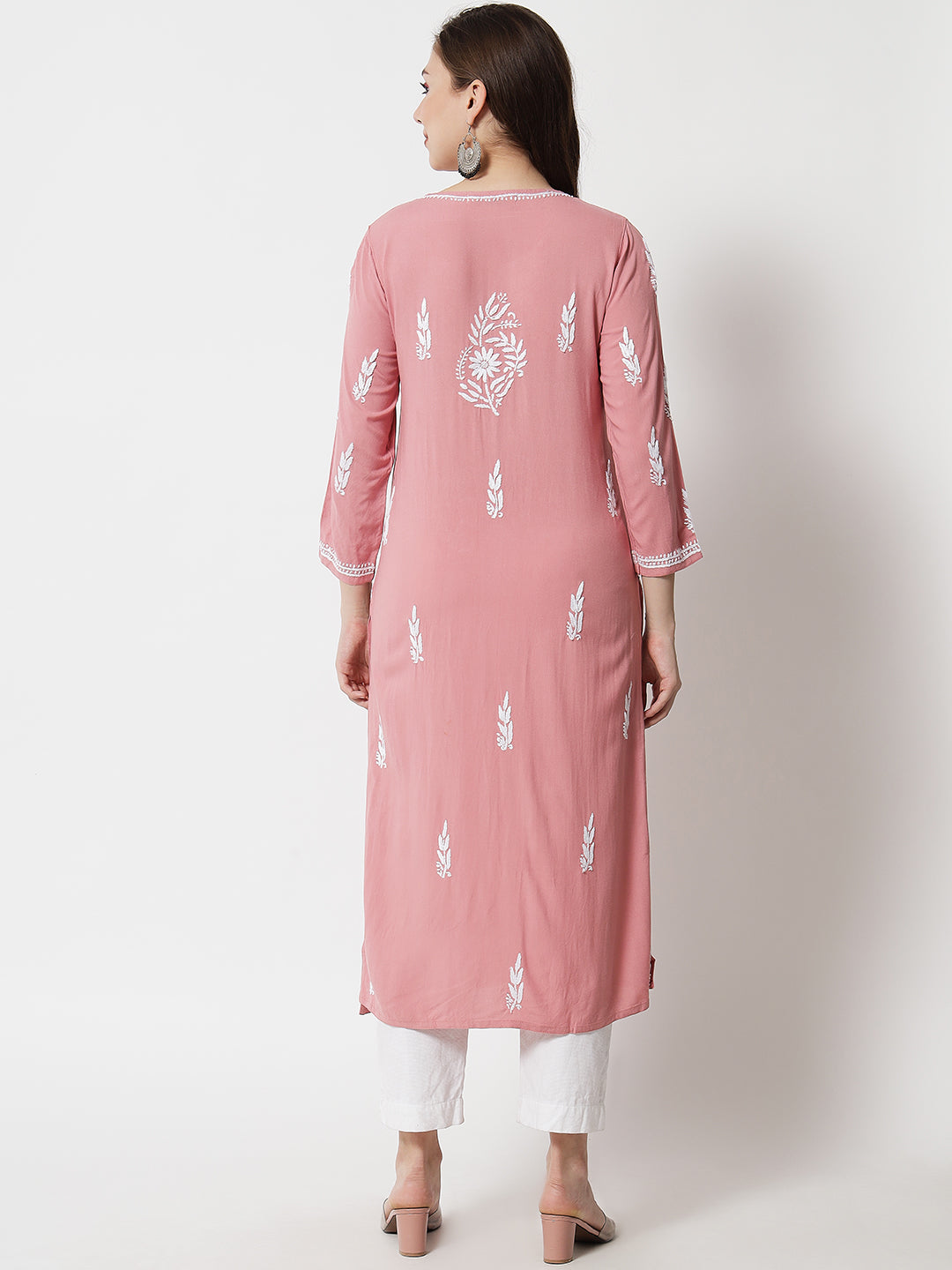 Hand Embroidered Chikankari Modal straight Kurta-AL3451