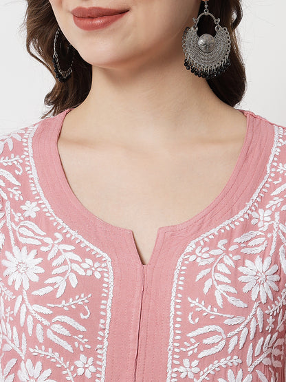 Hand Embroidered Chikankari Modal straight Kurta-AL3451