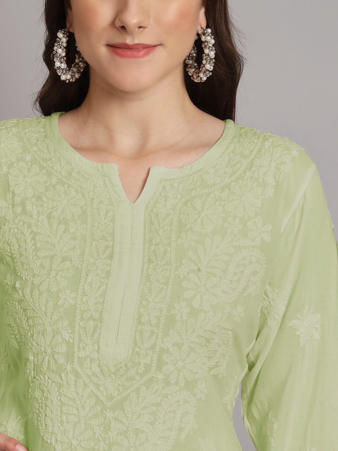 Hand Embroidered Chikankari Modal Kurta with Palazzo- AL3662KS