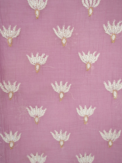 Women Hand Embroidered Premium Chikankari Mul Chanderi Unstitched Kurta Dupatta Bottom Set-ALSCA85201FS Lavender