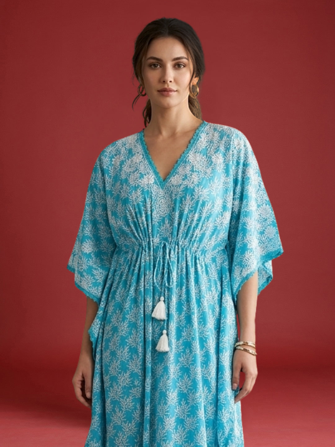 Women Embroidered Cotton Kaftan-AL3700A