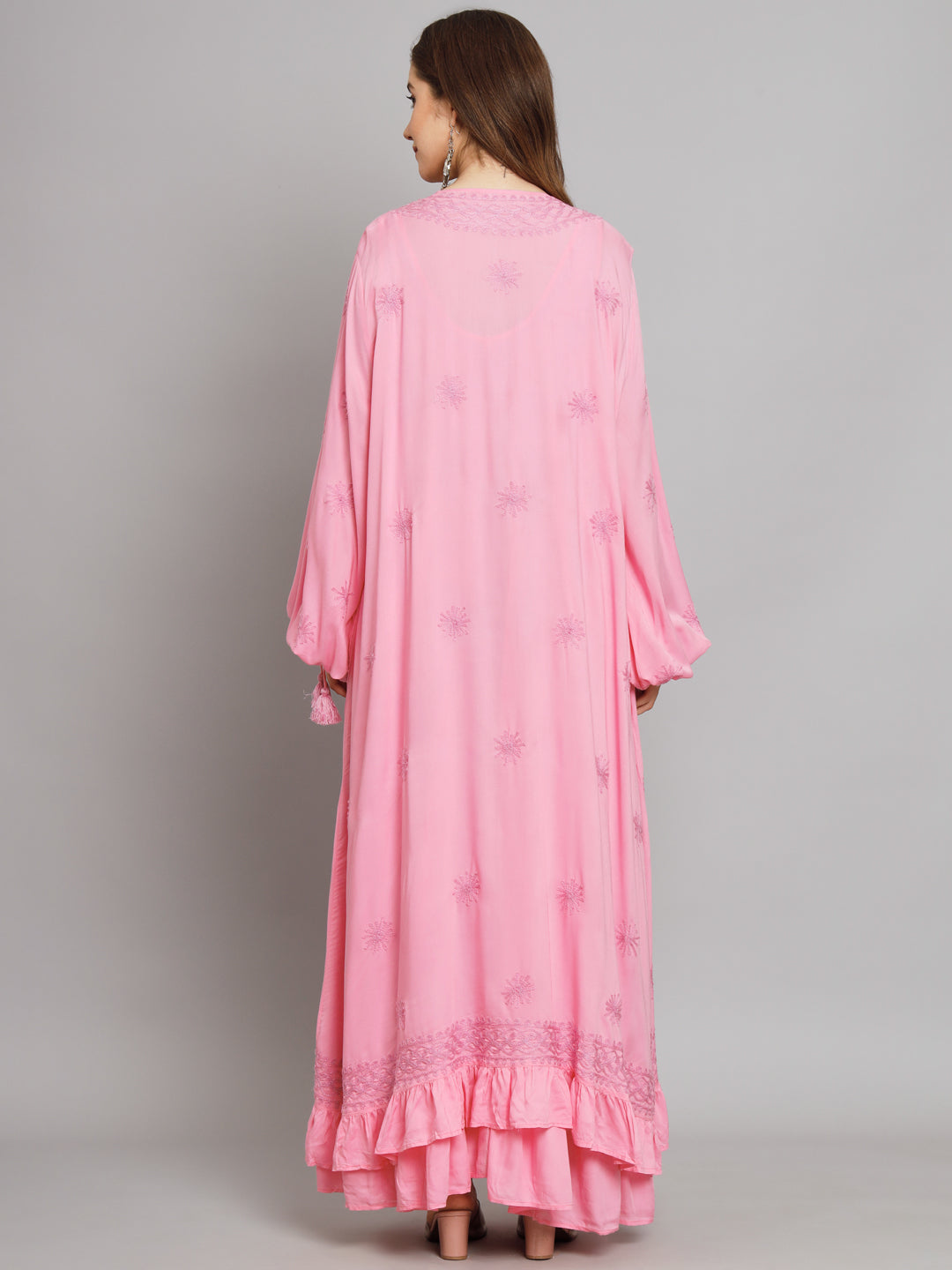 Hand Embroidered Chikankari Modal Kaftan-AL3605