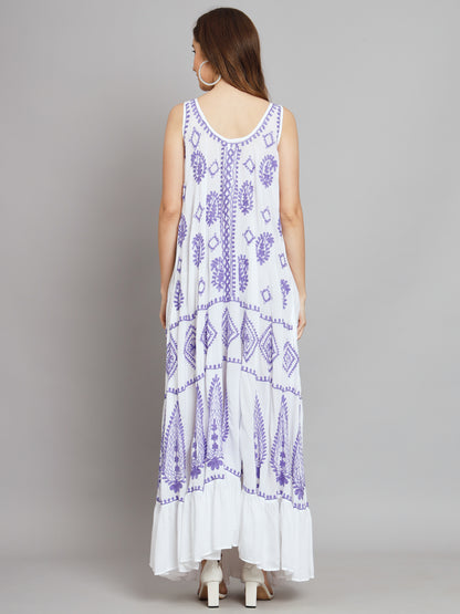Hand Embroidered Chikankari Modal Kaftan-AL3605
