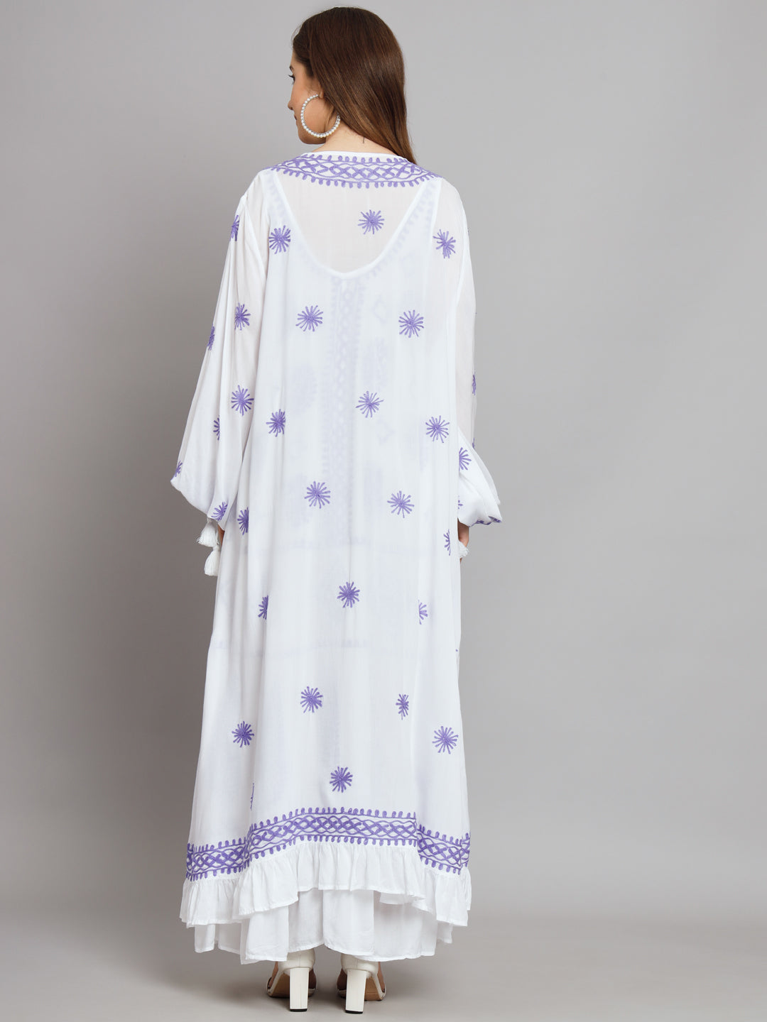 Hand Embroidered Chikankari Modal Kaftan-AL3605