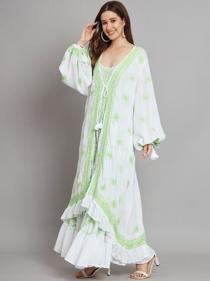 Hand Embroidered Chikankari Modal Kaftan-AL3605