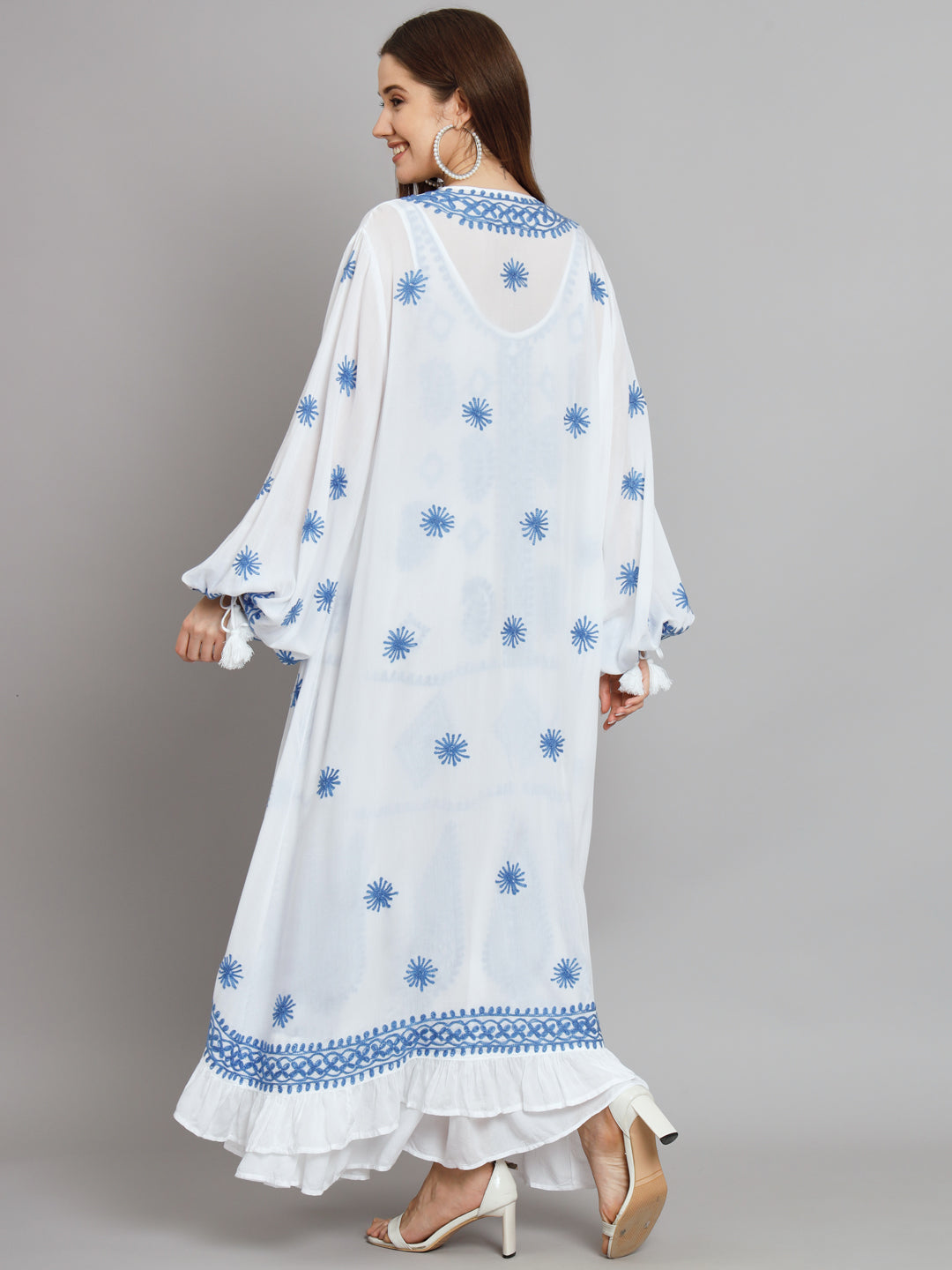 Hand Embroidered Chikankari Modal Kaftan-AL3605