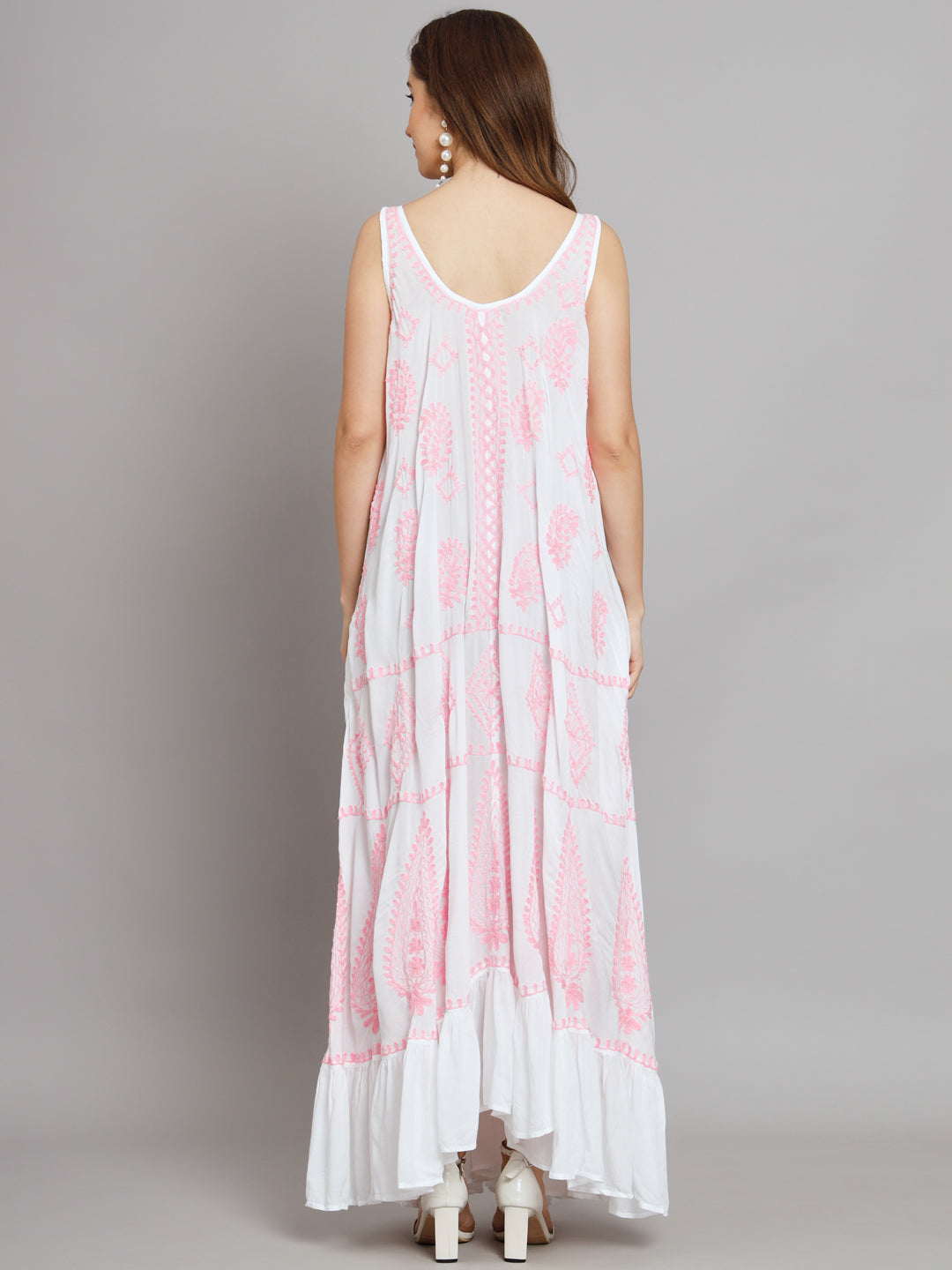 Hand Embroidered Chikankari Modal Kaftan-AL3605