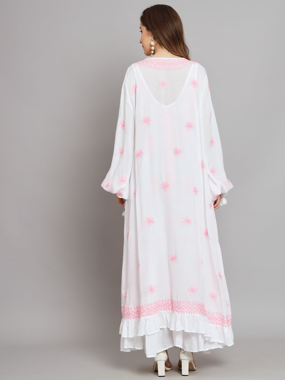 Hand Embroidered Chikankari Modal Kaftan-AL3605