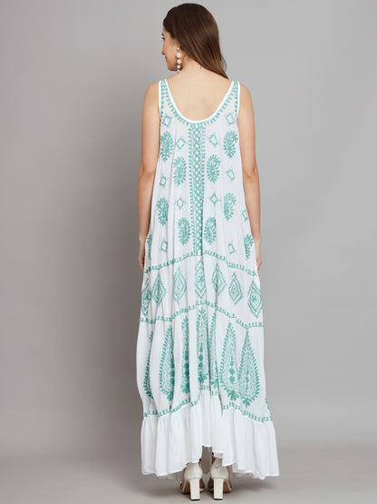 Hand Embroidered Chikankari Modal Kaftan-AL3605
