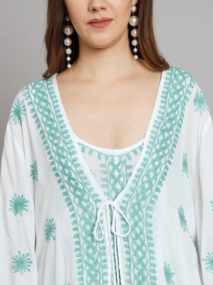 Hand Embroidered Chikankari Modal Kaftan-AL3605