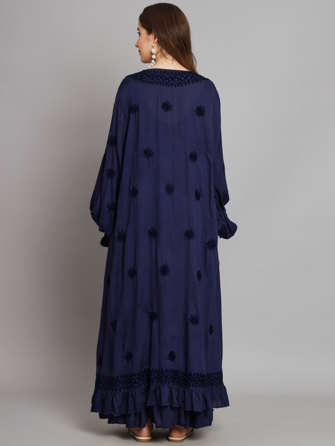 Hand Embroidered Chikankari Modal Kaftan-AL3605