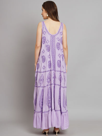 Hand Embroidered Chikankari Modal Kaftan-AL3605