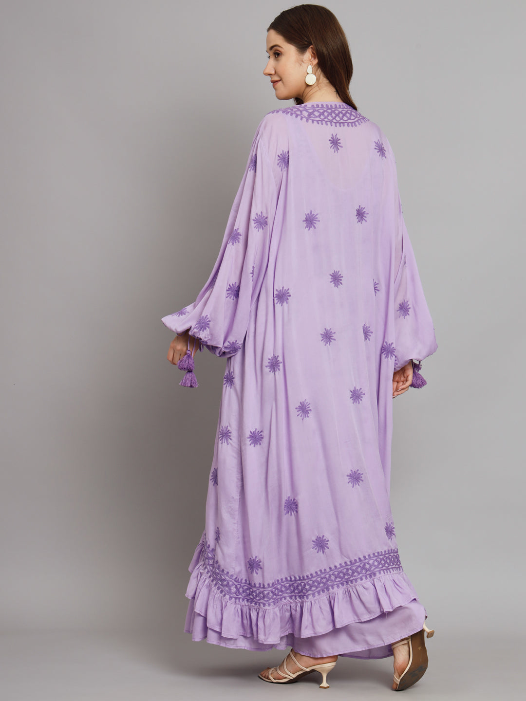 Hand Embroidered Chikankari Modal Kaftan-AL3605