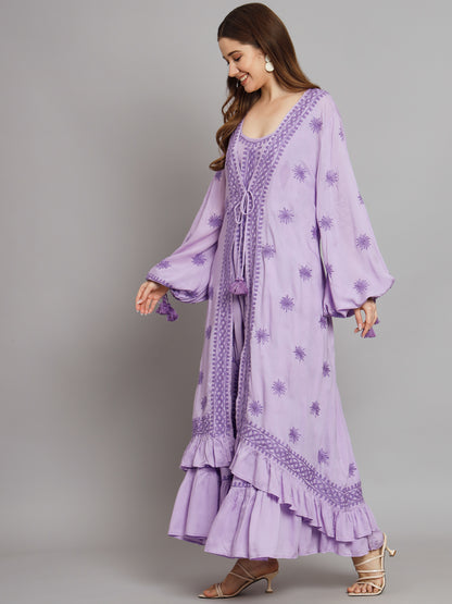 Hand Embroidered Chikankari Modal Kaftan-AL3605