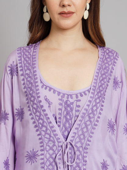 Hand Embroidered Chikankari Modal Kaftan-AL3605