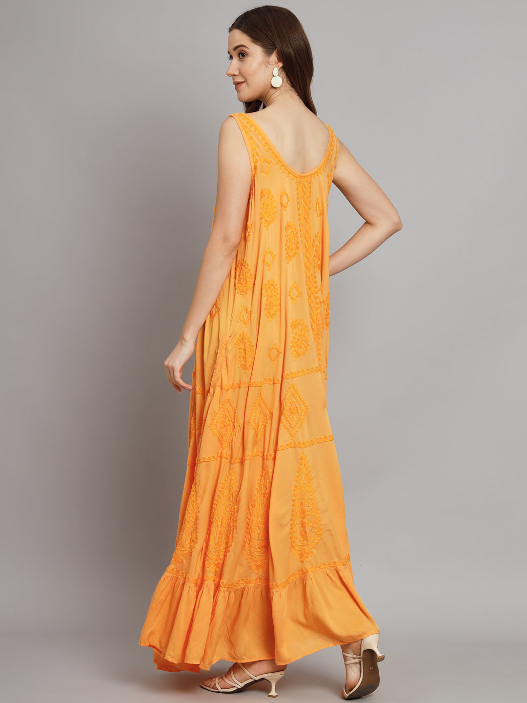 Hand Embroidered Chikankari Modal Kaftan-AL3605