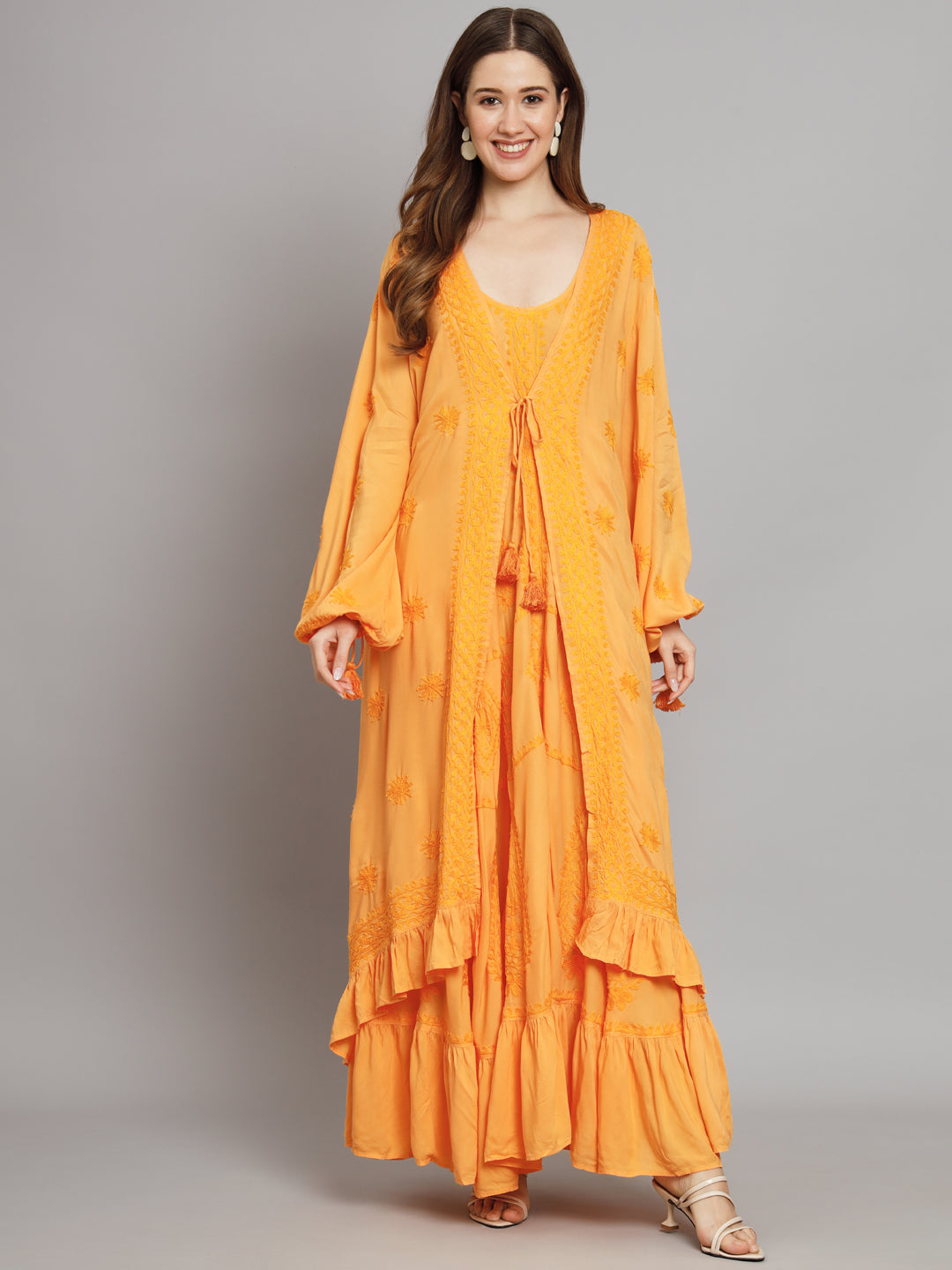 Hand Embroidered Chikankari Modal Kaftan-AL3605