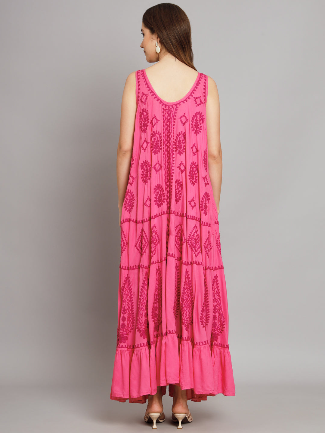 Hand Embroidered Chikankari Modal Kaftan-AL3605