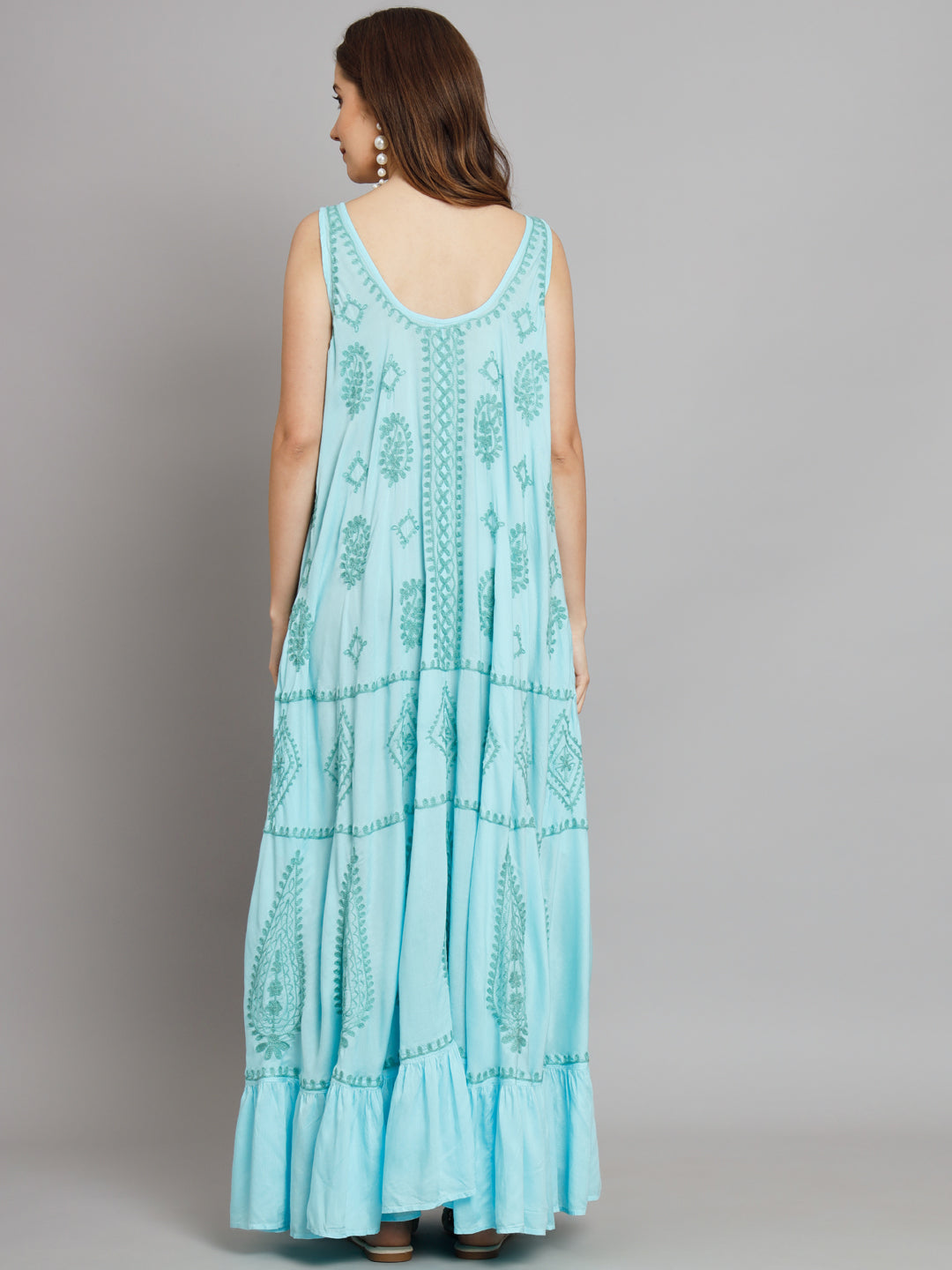 Hand Embroidered Chikankari Modal Kaftan-AL3605