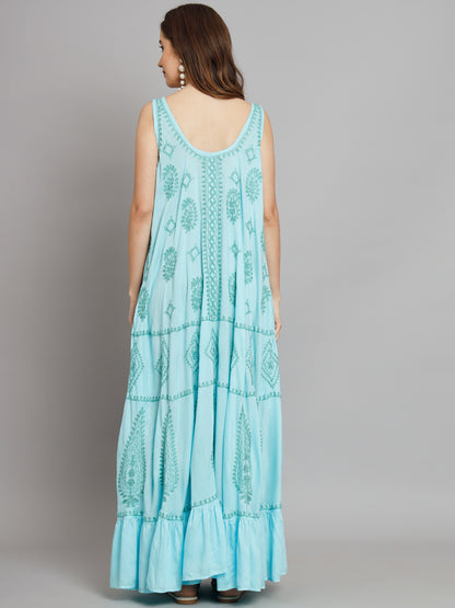 Hand Embroidered Chikankari Modal Kaftan-AL3605