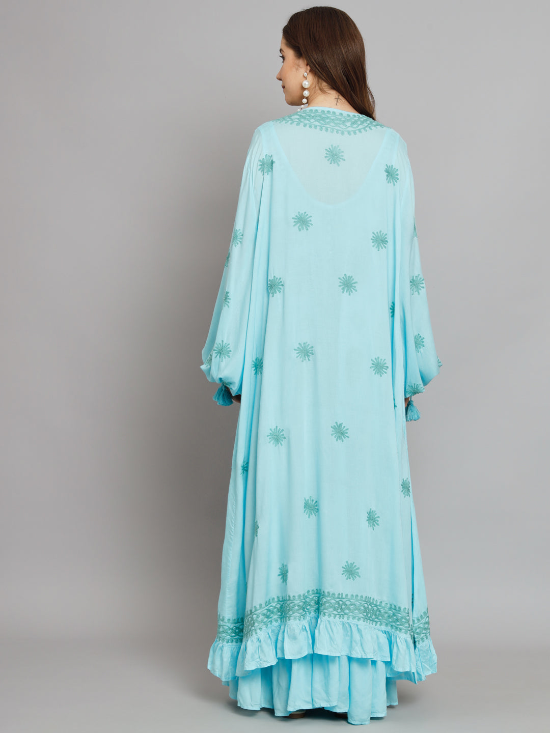 Hand Embroidered Chikankari Modal Kaftan-AL3605