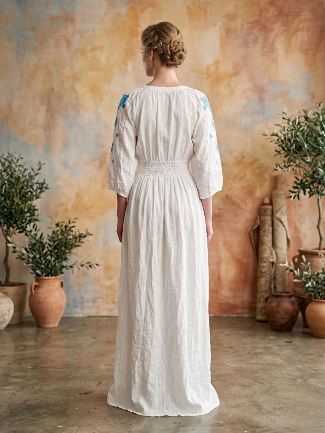 Women Embroidered  Rayon Full Length Dress -AL3727