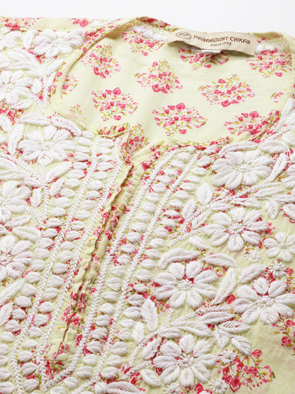 Women Hand Embroidered Chikankari Cotton Kurta-AL3649