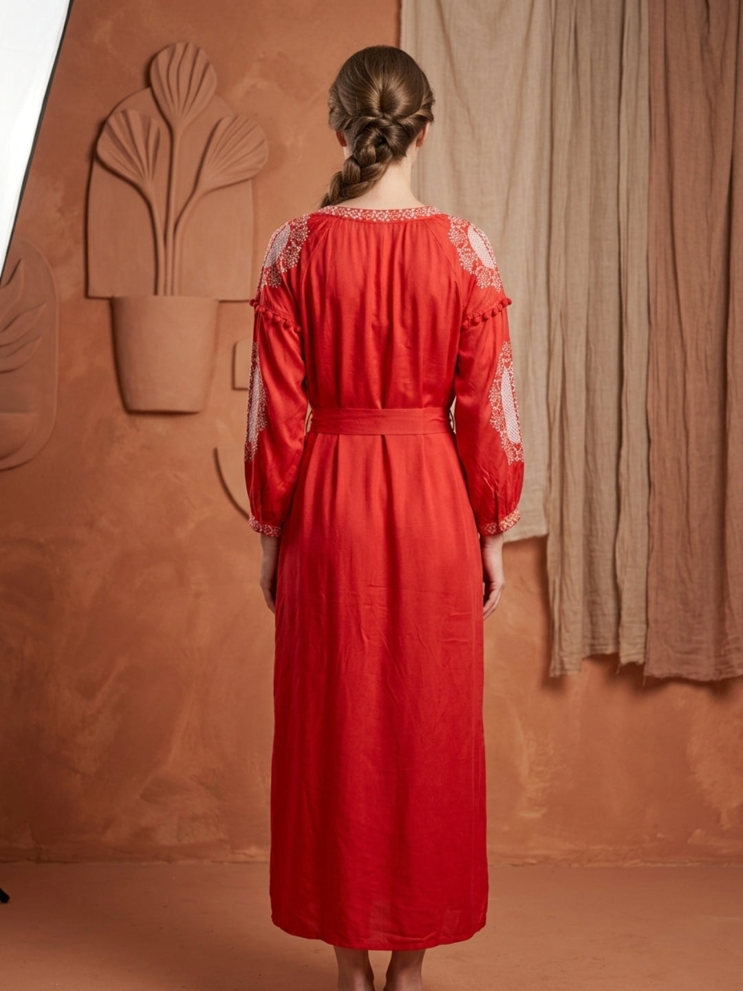 Women Embroidered With Pocket Modal Dress -AL3728