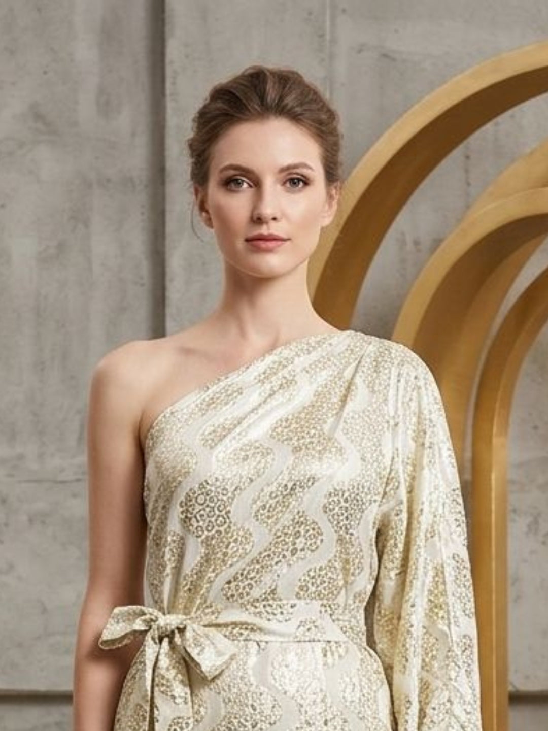Women   Crepe One Off Shoulder Dress -AL3765