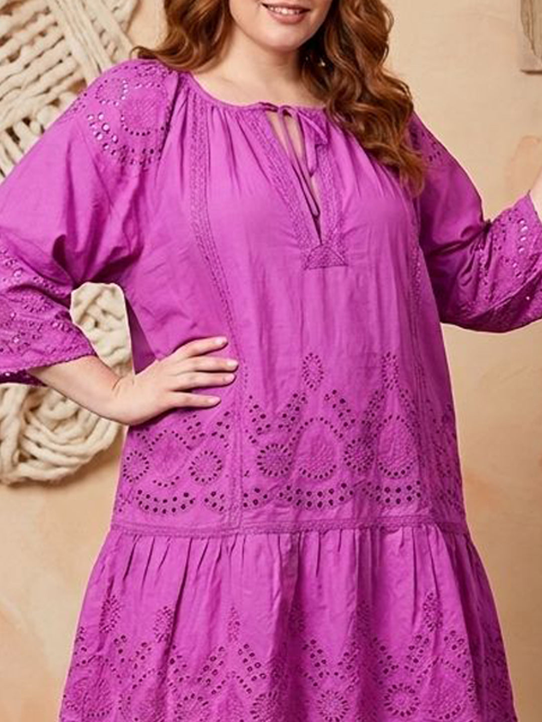 Women   Cotton Midi Dress -AL3709 Purple