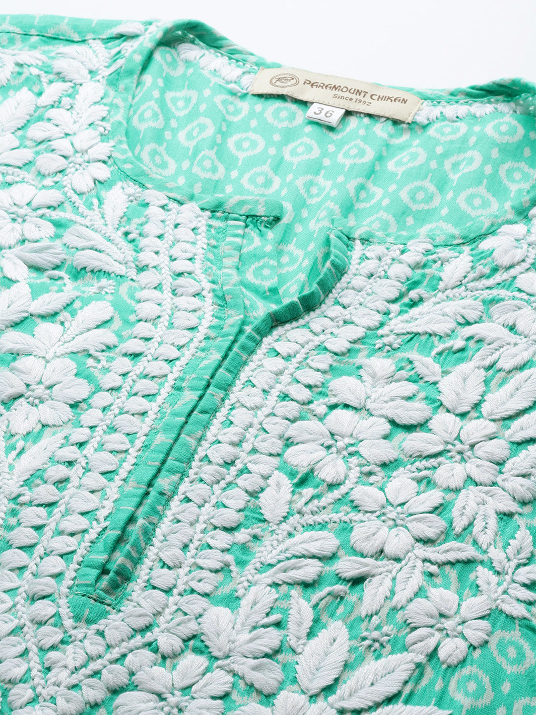 Women Hand Embroidered Lucknowi Chikankari Mulmul Cotton Kurta - AL3650