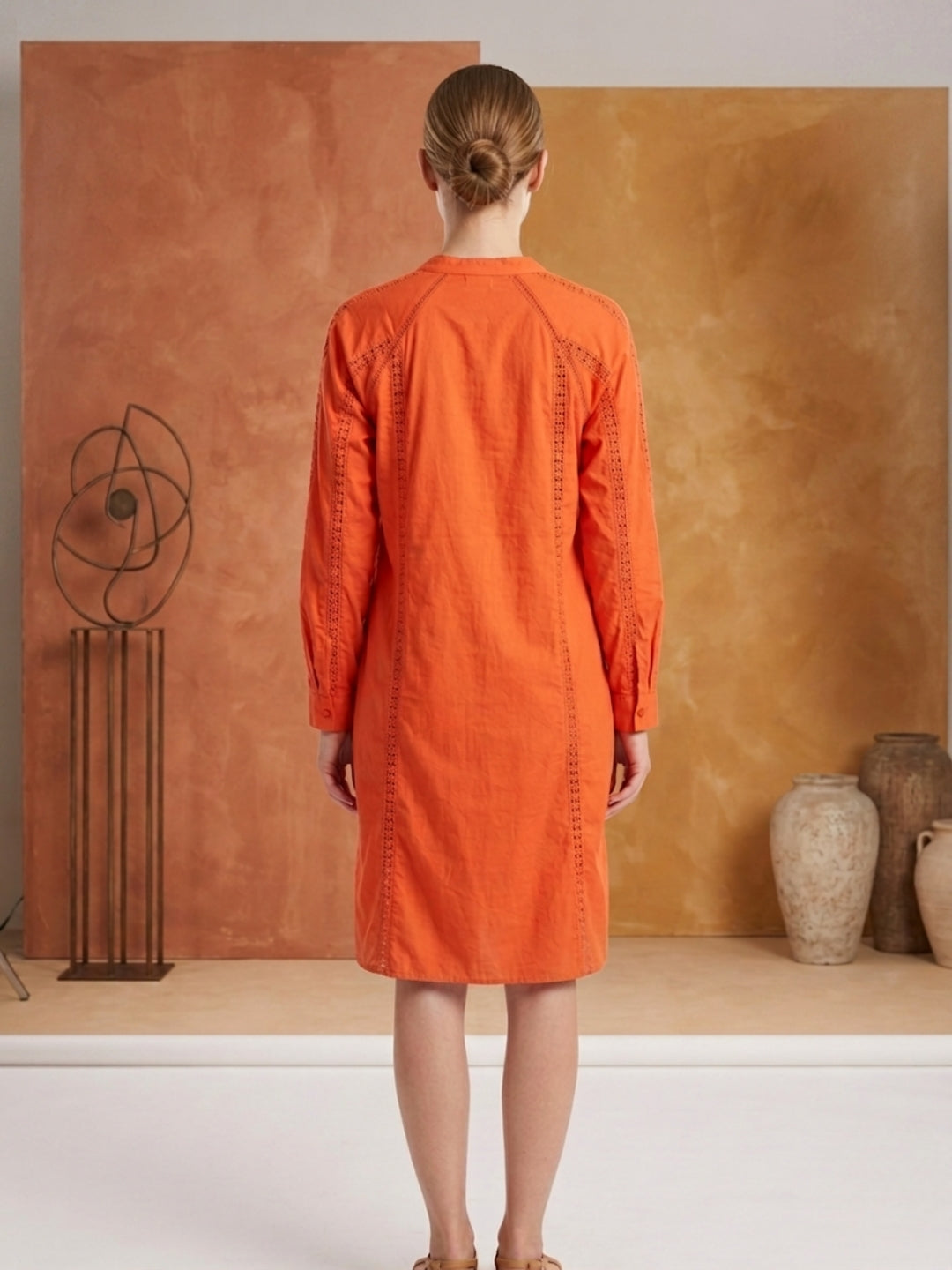 Women  With Belt Cotton Midi Dress -AL3741
