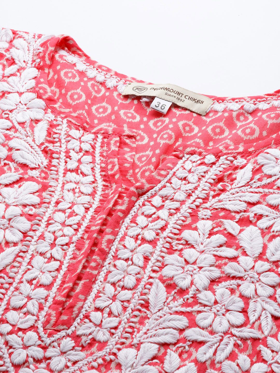 Women Hand Embroidered Lucknowi Chikankari Mulmul Cotton Kurta - AL3650