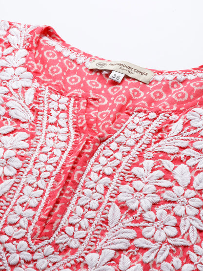 Women Hand Embroidered Lucknowi Chikankari Mulmul Cotton Kurta - AL3650