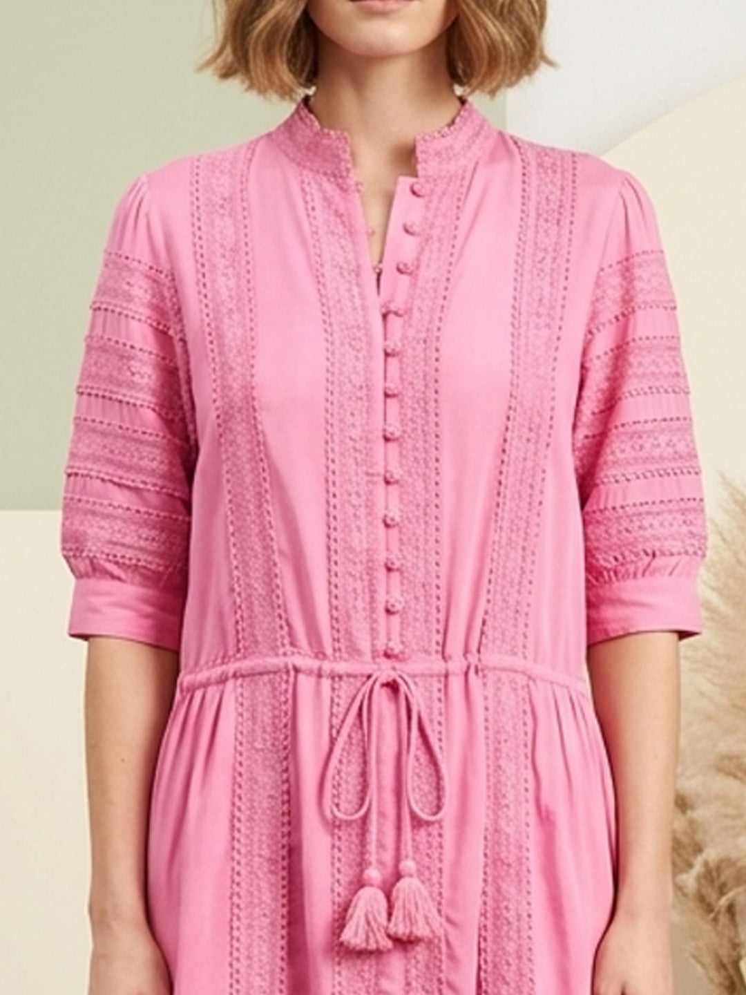 Women Embroidered  Cotton Dress -AL3710