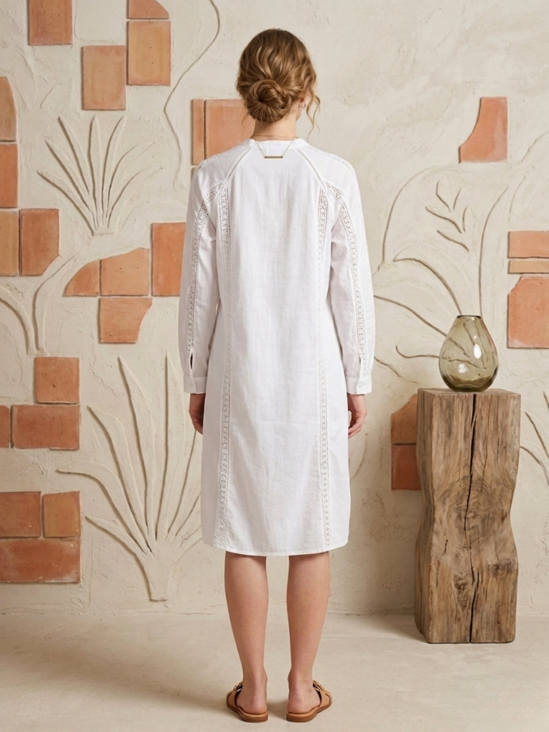 Women  With Belt Cotton Midi Dress -AL3741