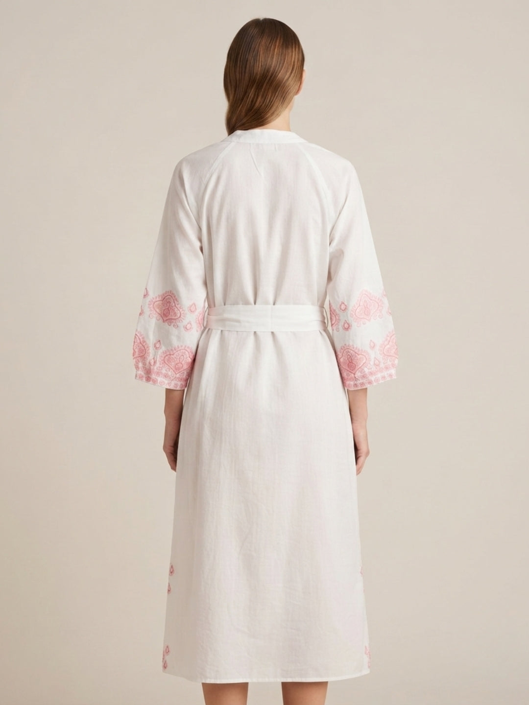 Women Embroidered With Belt Cotton Overcoat -AL3732