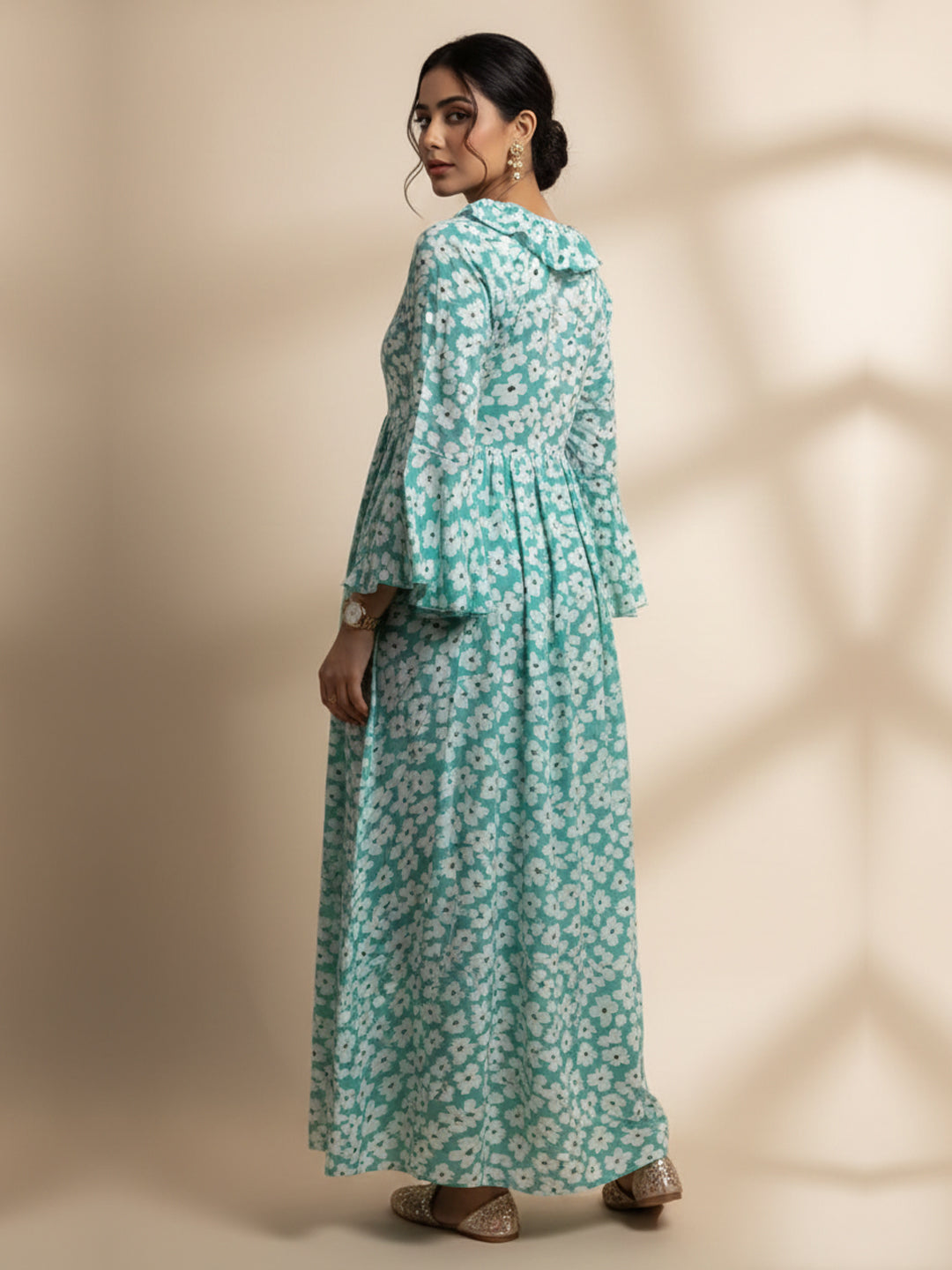 Women Printed Cotton Jalabiya-AL4008 Pink