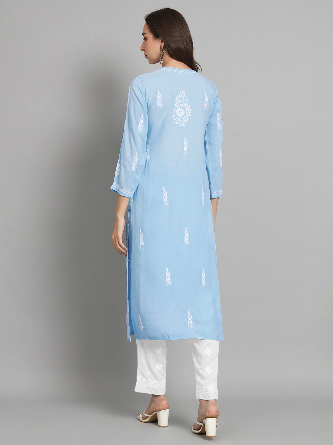 Hand Embroidered Chikankari Modal straight Kurta-AL3451