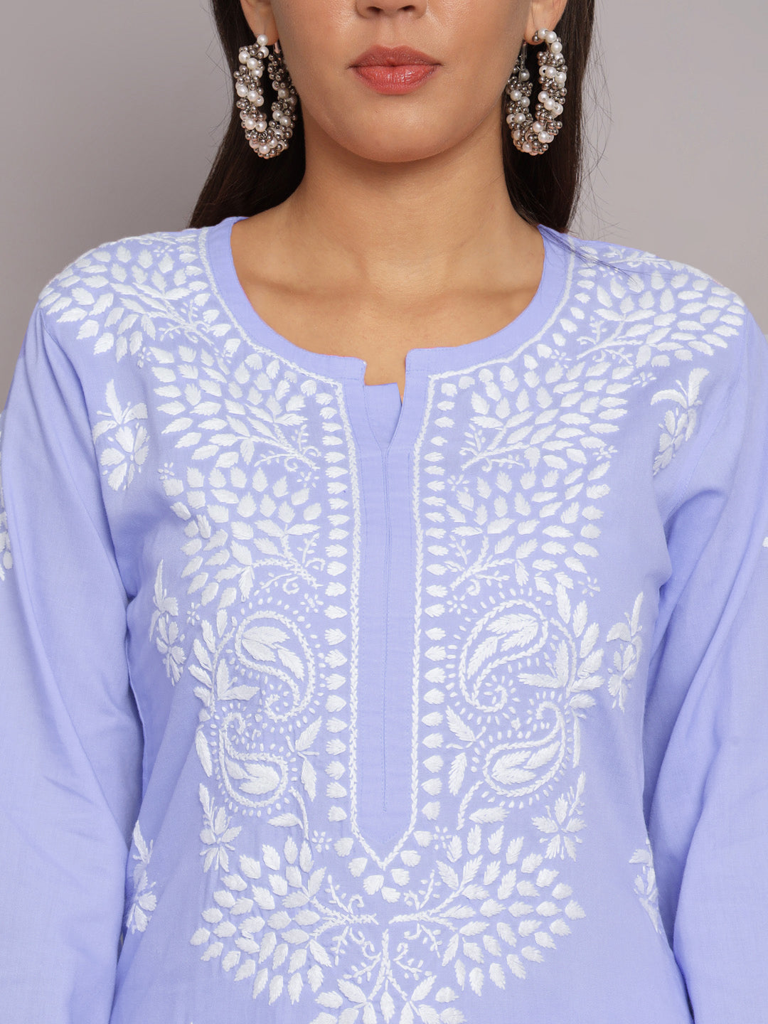 Women Hand Embroidered Chikankari Cotton Kurta Set-AL3674KS Mauve