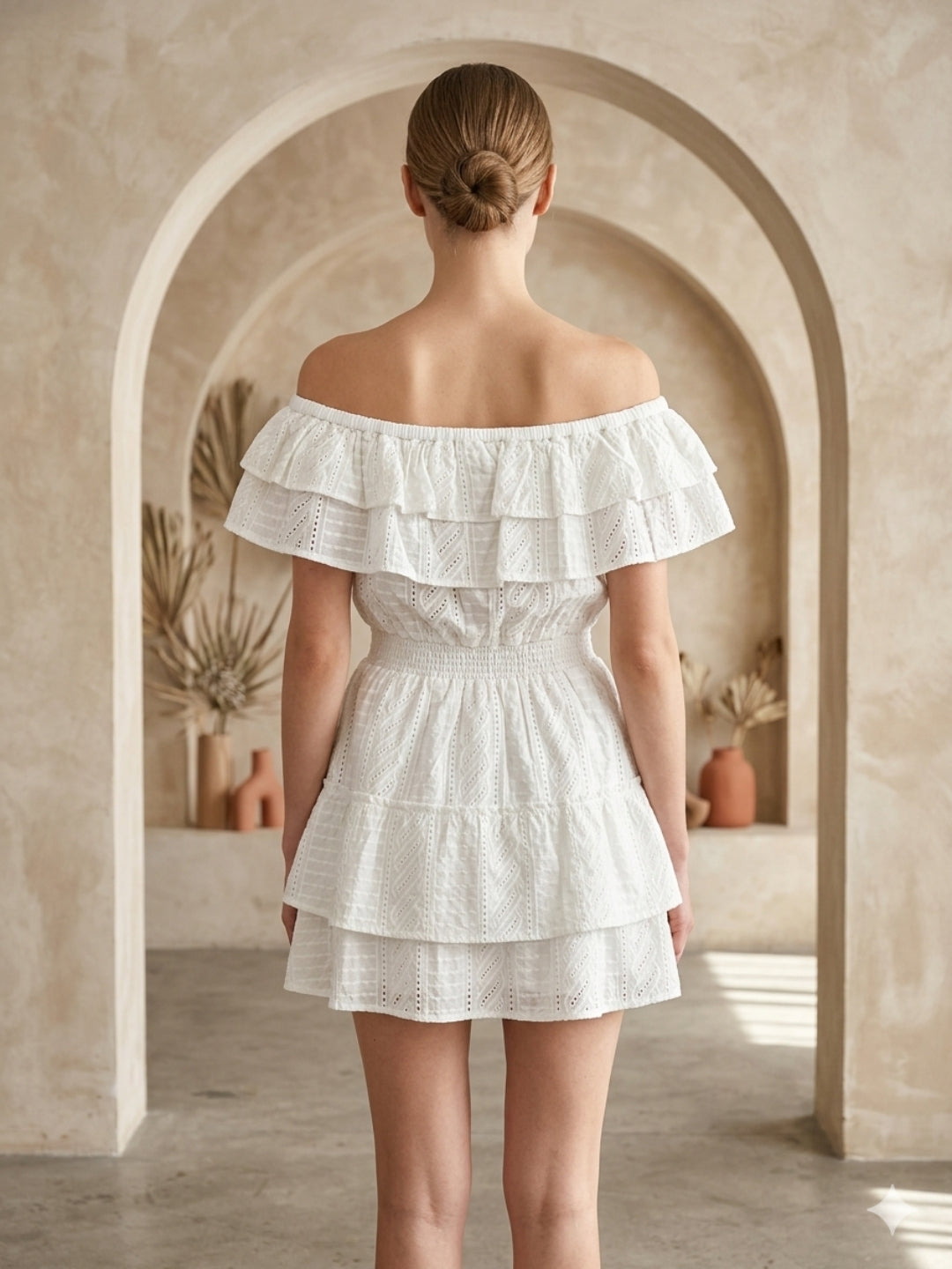 Women   Cotton Off Shoulder Midi -AL3748
