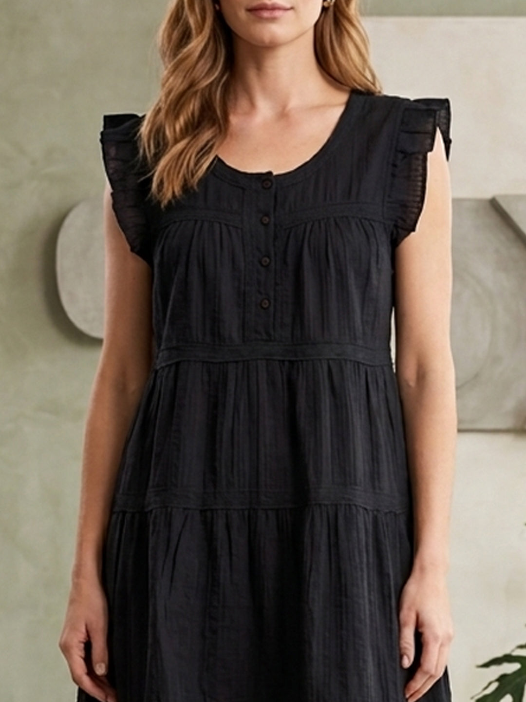 Women   Cotton Frock Top -AL3711 Black
