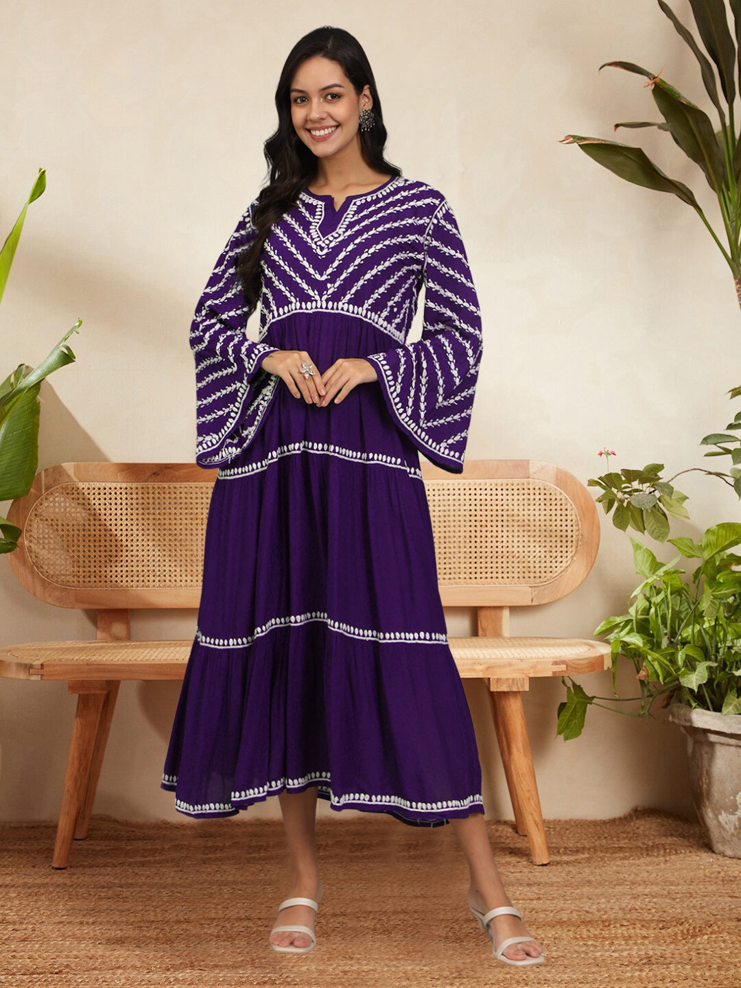 Hand Embroidered Chikankari Modal Jalabiya-AL4015 Mauve