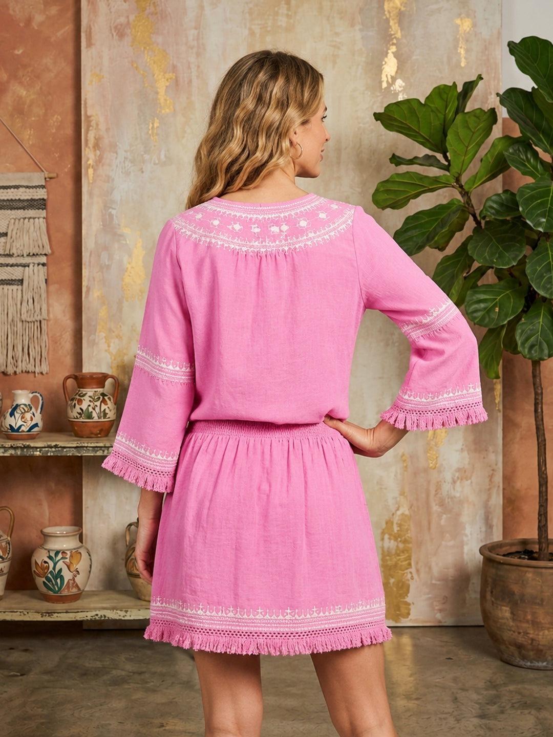 Women Embroidered  Cotton Rayon Midi Dress -AL3719